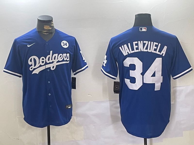 Men Los Angeles Dodgers 34 Valenzuela Blue Game 2024 Nike MLB Jersey style 11203